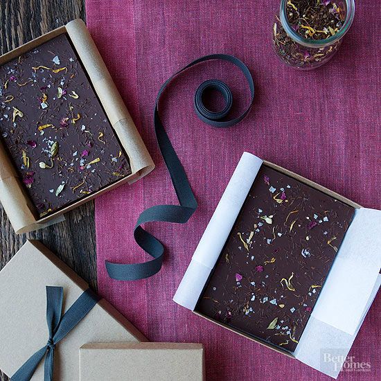 Combine Chocolate bark and tea leaves to make this easy recipe. Package this one...