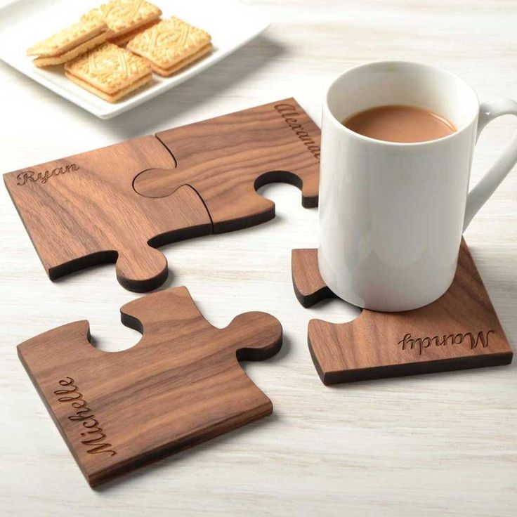 Personalised Gifts Ideas : Personalised Set Of Four Walnut ...