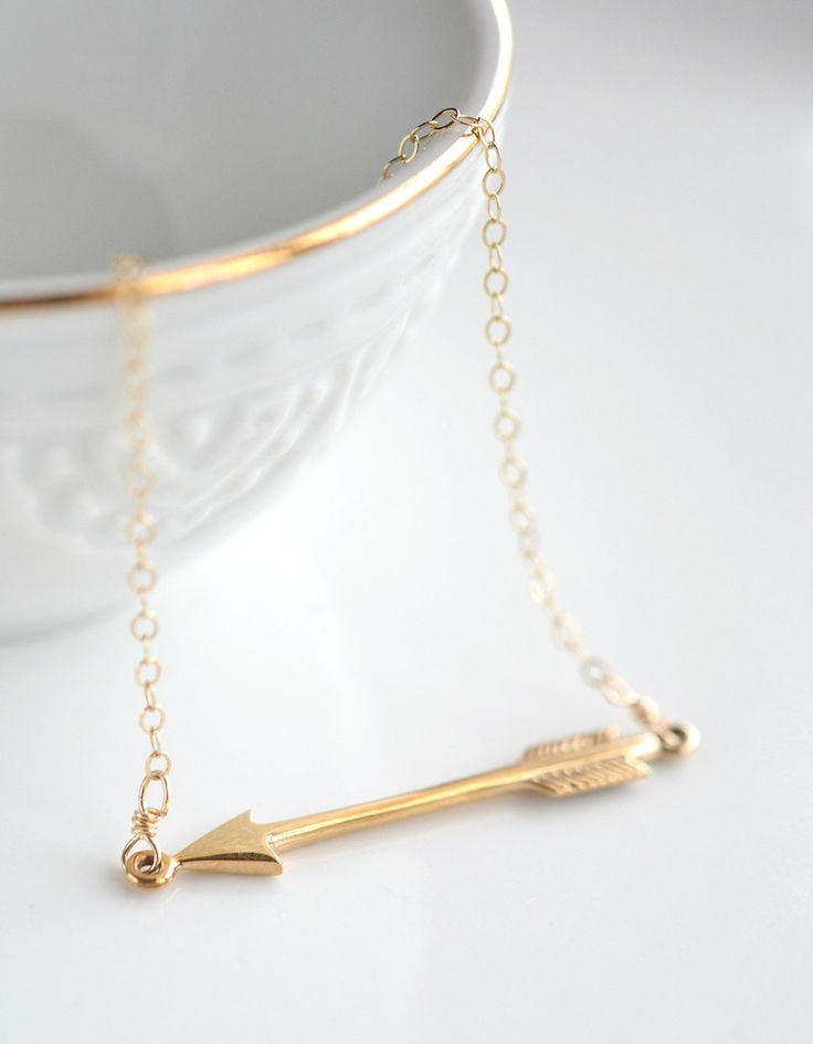 Gold Arrow Necklace - popular gold arrow minimalist everyday necklace by Belleza...